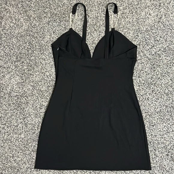 Zara Mini Black Dress with Sparkly Gem Straps Size Large NWT - Picture 2 of 7